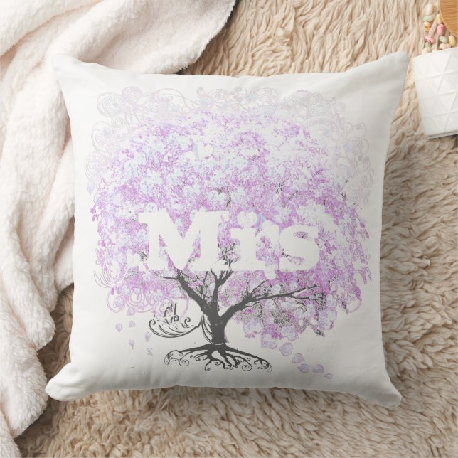 Heart Leaf Lavender Tree Vintage Bird Wedding Cushion (Blanket)
