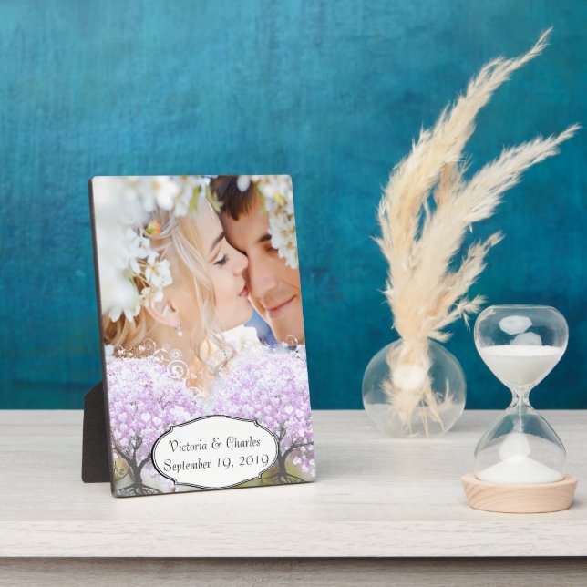 Heart Leaf Lavender Tree Vintage Bird Wedding Plaque (Side)