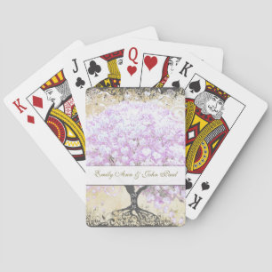 Heart Leaf Lavender Tree Vintage Bird Wedding Playing Cards