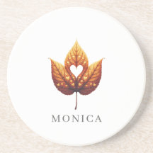 Heart Leaf Minimalist Orange Personalised