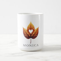 Heart Leaf Minimalist Orange Personalised