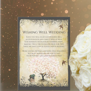 Heart Leaf Pink Tree Vintage Wishing Well Wedding Enclosure Card