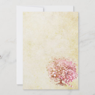 Heart Leaf Purple Tree Vintage Bird Wedding Invite