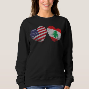 Heart Lebanese American Flag Patriotic Family Heri Sweatshirt