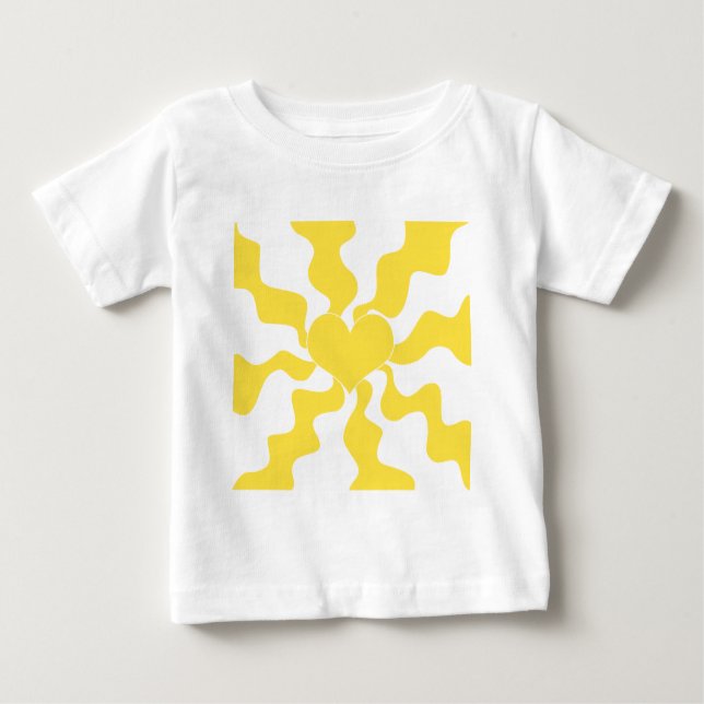 Heart - Lemon Yellow and White Baby T-Shirt (Front)