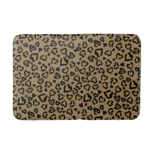 Heart Leopard Pattern in Natural Colours Bath Mat