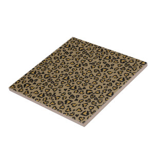 Heart Leopard Pattern in Natural Colours Ceramic Tile