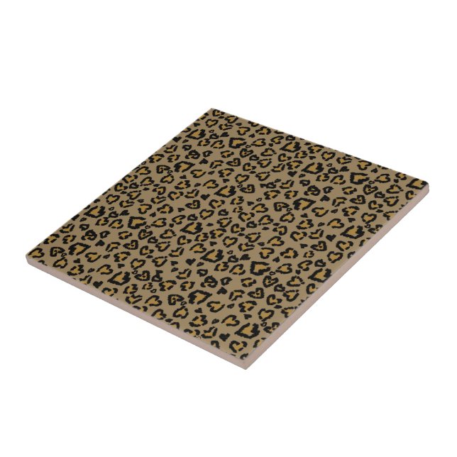 Heart Leopard Pattern in Natural Colours Ceramic Tile (Side)