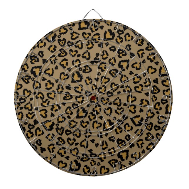 “Heart Leopard Pattern in Natural Colours Dartboard (Front)