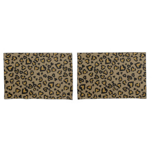 Heart Leopard Pattern in Natural Colours Pillowcase