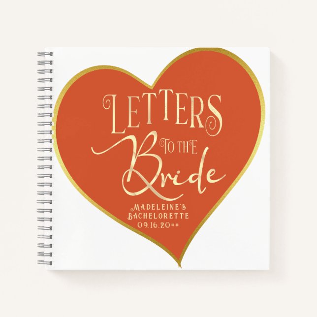 Heart Letters To The Bride Bachelorette Guestbook Notebook (Front)