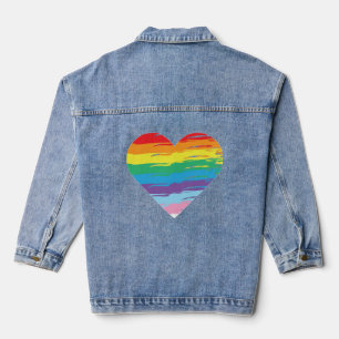 HEART LGBTQIA Rainbow Flag, Gay Pride Denim Jacket