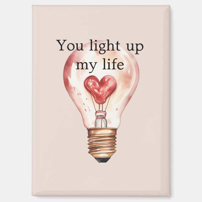 Heart Light Bulb Light Up My Life Magnet (Front)