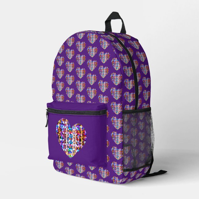 Heart Lights Printed Backpack (Back Corner Right)