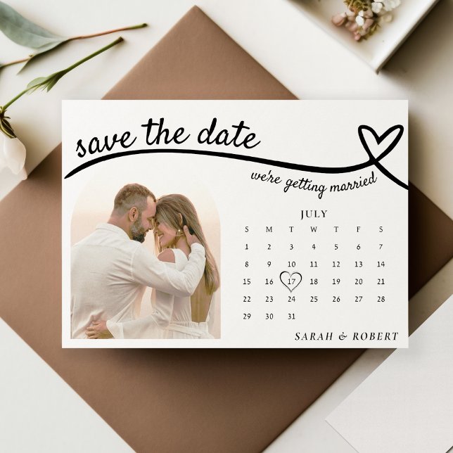 Heart Line Photo Calendar Wedding Save The Date (Heart Line Photo Calendar Wedding Save The Date
)