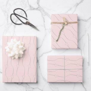 Heart Link on Misty Rose Wedding Engagement Wrapping Paper Sheet