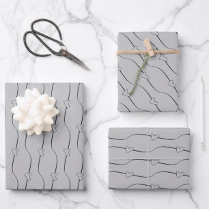 Heart Link on Silver Wedding Engagement Wrapping Paper Sheet