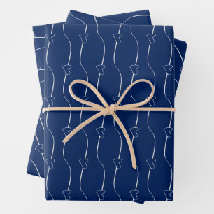Heart Links Grey Sapphire Blue Wedding Engagment Wrapping Paper Sheet