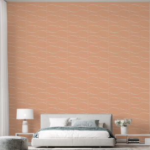 Heart Links, Light Grey on Rose Bud Peach Orange Wallpaper