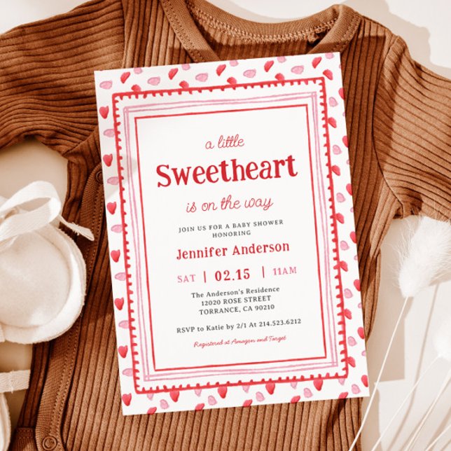 Heart Little Sweetheart Valentine's Baby Shower Invitation (Creator Uploaded)