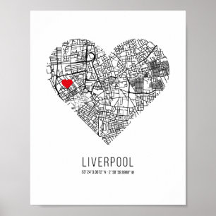 Heart Liverpool City Map (United Kingdom) Poster
