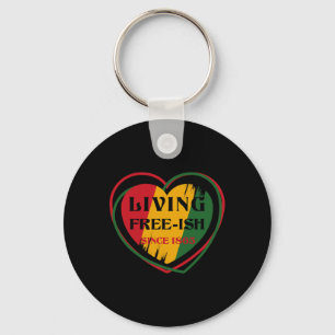Heart Living Freeish Since 1865 Juneteenth Black H Key Ring