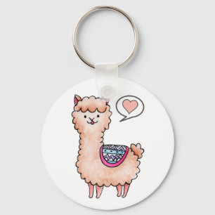 Heart Llama Key Ring