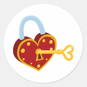 Heart Lock Classic Round Sticker