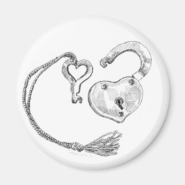 Heart Lock & Key Magnet (Front)