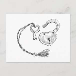 Heart Lock & Key Postcard