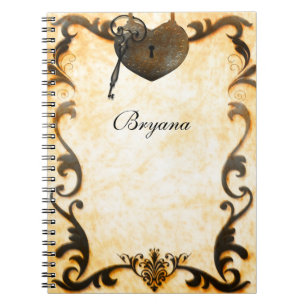 Heart Lock & Key Vintage Antique Notebook Journal