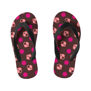 Heart Locket and Dots Chocolate Kid's Thongs
