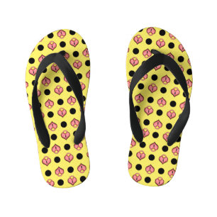 Heart Locket and Dots Yellow Kid's Thongs