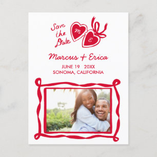 Heart Locket Custom Photo Initials Save the Date Postcard