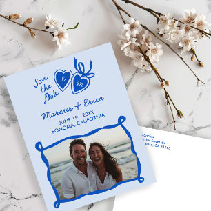 Heart Locket Custom Photo Initials Save the Date  Postcard