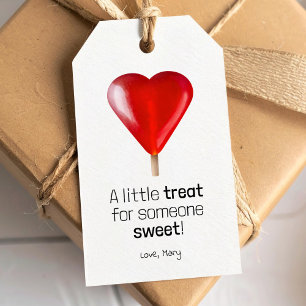 Heart Lollipop red Valentines little sweet treat Gift Tags