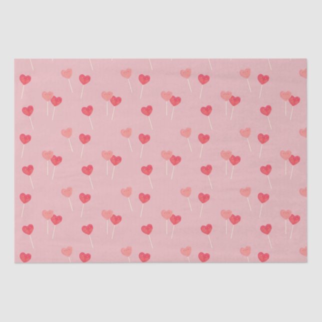 Heart Lollipop Valentine Love Tissue Paper (Front)