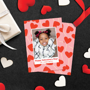 Heart Lollipops Valentine's Classroom Photo Card