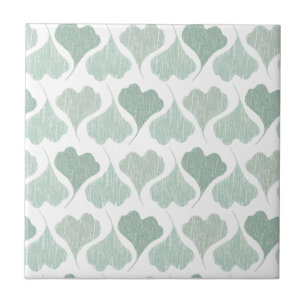 Heart Looking Ginkgo Biloba Leaves Green Tones Ceramic Tile