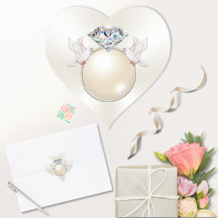 Heart, Love Birds Stickers, Diamond Ring Stickers
