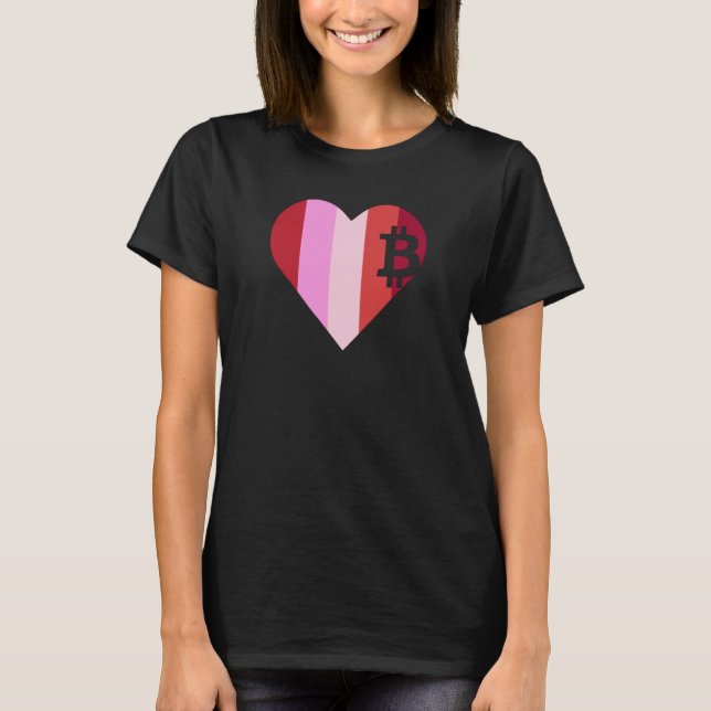 Heart Love Bitcoin Women Girls Men Boys Family Val T-Shirt (Front)