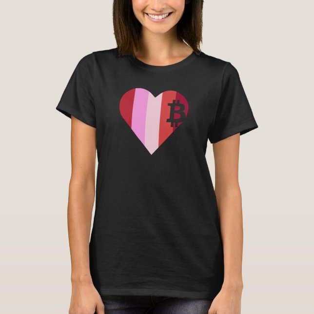 Heart Love Bitcoin Women Girls Men Boys Family Val T-Shirt (Front)