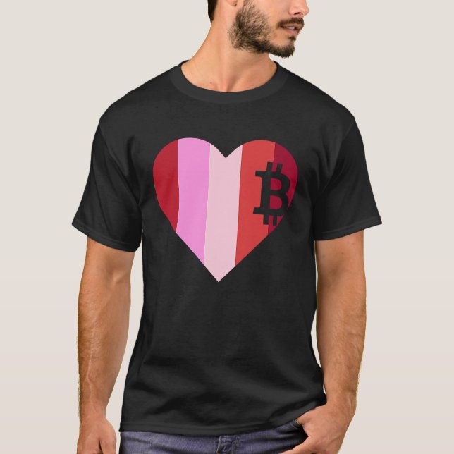 Heart Love Bitcoin Women Girls Men Boys Family Val T-Shirt (Front)