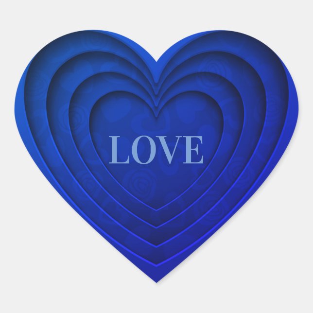 Heart "Love" Bright Blue Heart Sticker (Front)