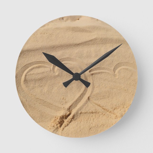 heart love custom personalise Anniversaries Round Clock (Front)