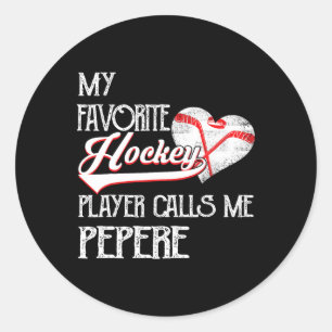 Heart Love Cute Favorite Hockey Player Calls Me Pe Classic Round Sticker