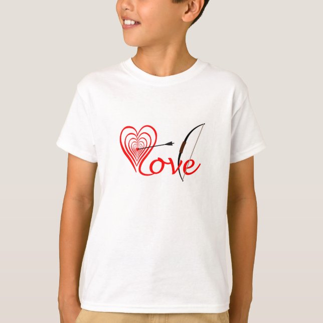 heart love disk with arrow and bow T-Shirt (Front)