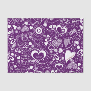 Heart Love Doodles Purple-White-Tissue Wrap Paper