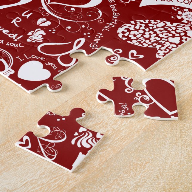 Heart Love Doodles Red Puzzle (Side)