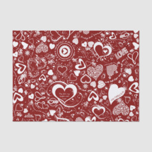 Heart Love Doodles Red-White-Tissue Wrap Paper